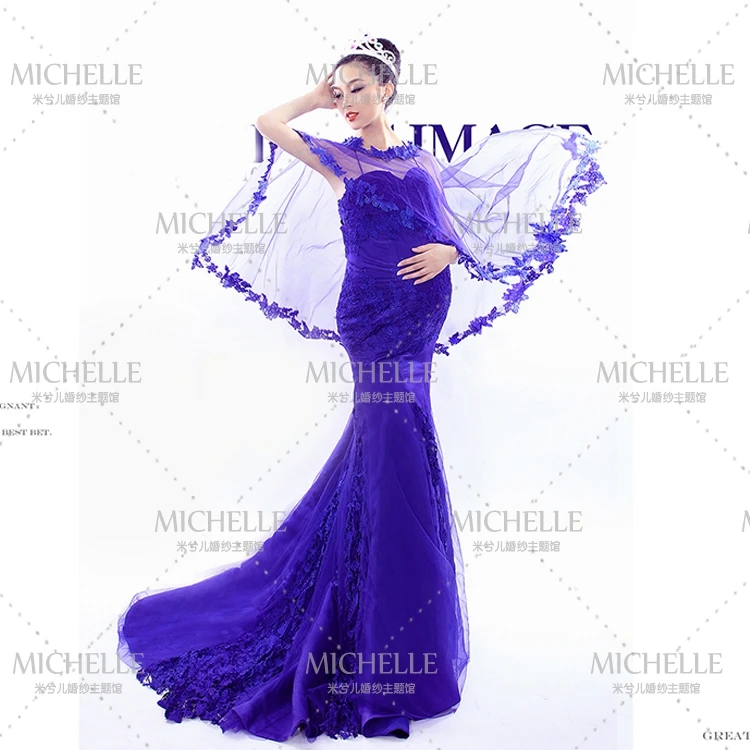

Buy Dress Get Veil~New Year Arrival Sexy Blue Lace Pregant Dress/Maternity Dress 733