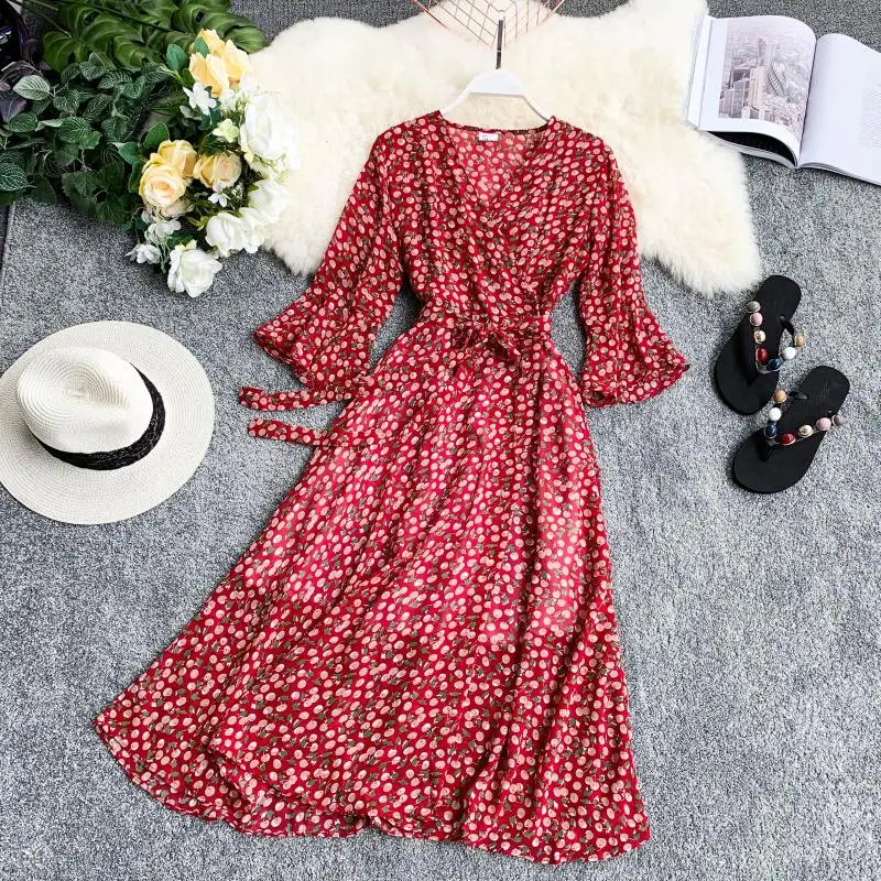 2019 новые модные женские платья винтажное французское Цветочное платье