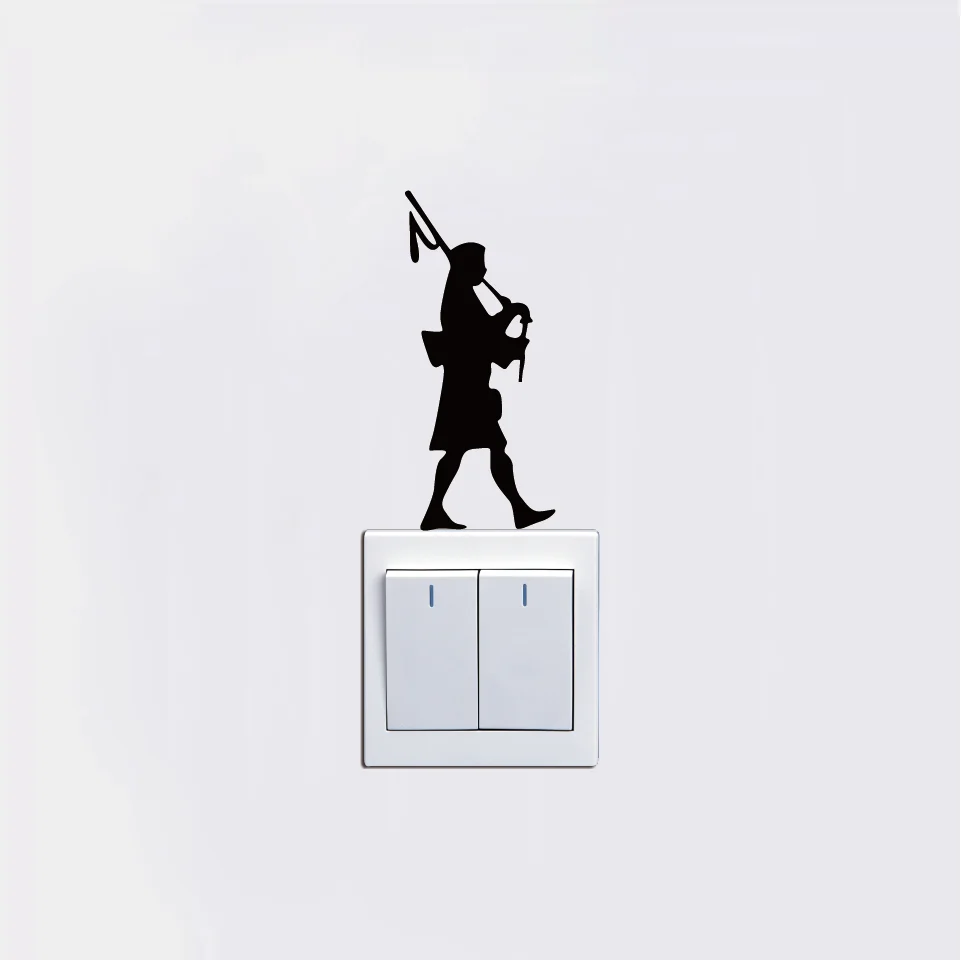 Человек играющий в Bagpipe виниловая наклейка силуэт Сменные наклейки/настенное