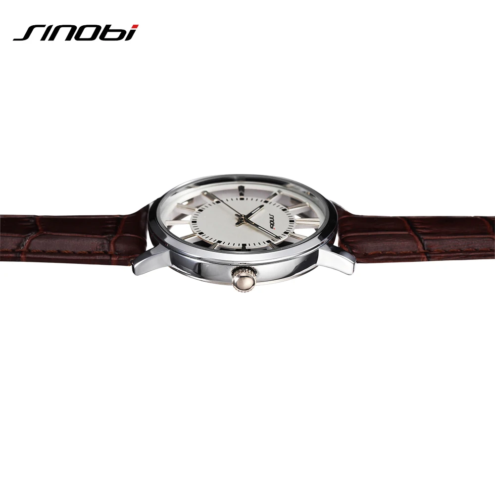 Sinobi любители часы Hardlex фарфора женские круглый кожаный открытый Relojes де Mujer мода