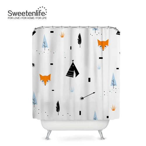SL0292 Sweetenlife 150x180 см Милая Лисичка занавеска для душа для ванной комнаты Полиэфирная Ткань Водонепроницаемая занавеска Европейский стиль занавеска для ванной - Цвет: SL0292