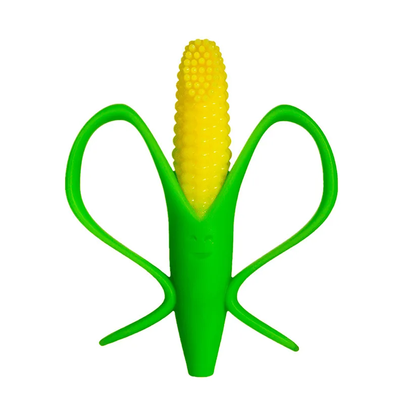 Corn 10 шт. силиконовый Прорезыватель для зубов Прорезыватель игрушки банан Прорезыватель для зубов в форме кукурузы детская зубная щетка для ухода жевательная игрушка фруктовые Прорезыватели оптом - Цвет: Corn