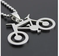 new stainless steel geometric mountain travel bicycle necklace hollow round bike pendant charm necklace jewelry for love gift