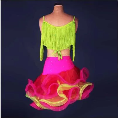 Бальное платье с бахромой женское для латинских танцев элегантное кисточками