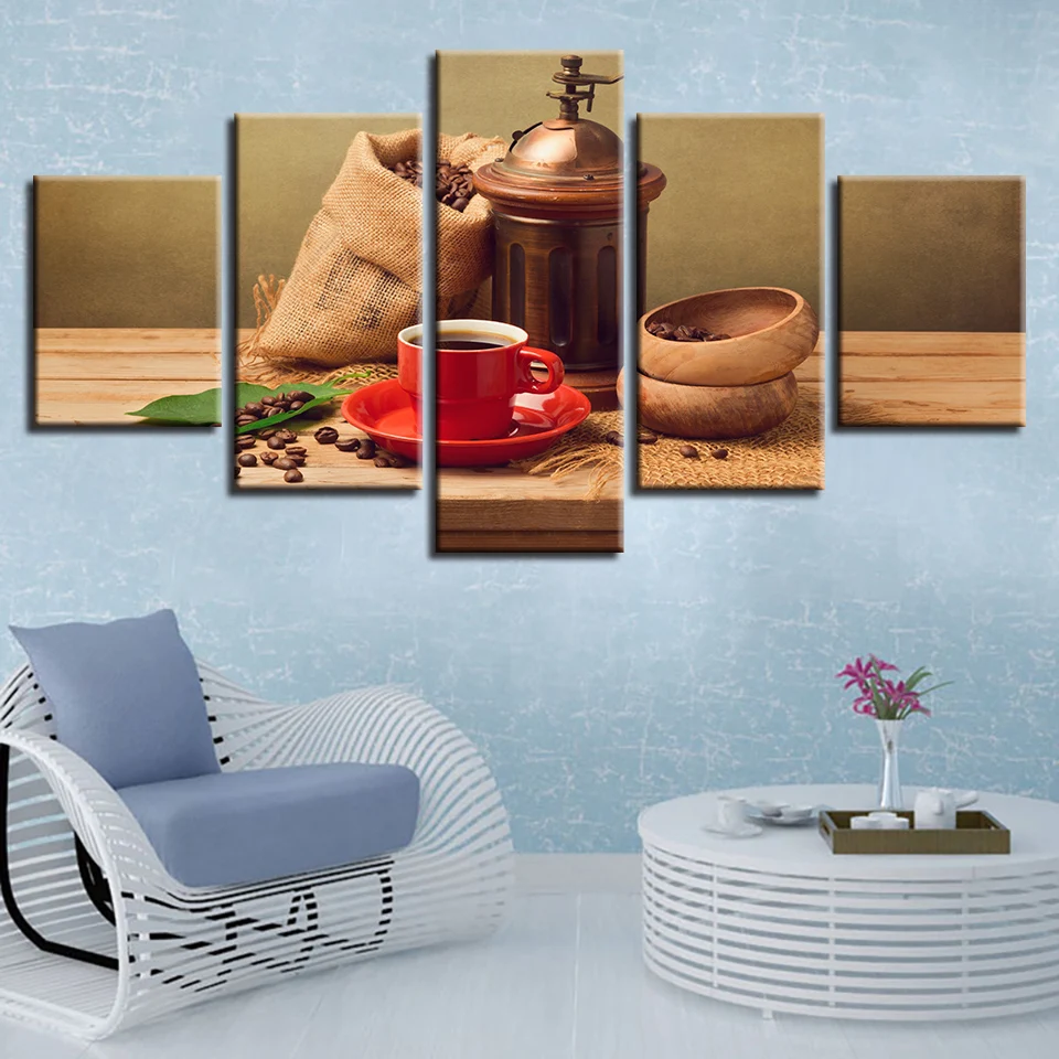 Настенный плакат на холсте для кухни домашний декор 5 шт. картины в виде кофейных