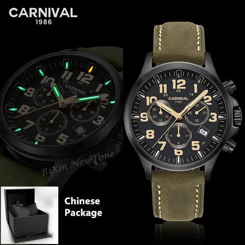 Black C8818C gree Хронограф T25 Тритий Светящиеся секундомер часы для мужчин люксовый бренд Ronda кварцевые мужские часы полностью стальные часы erkek kol saati reloj uhr - Цвет: Black C8818C gree