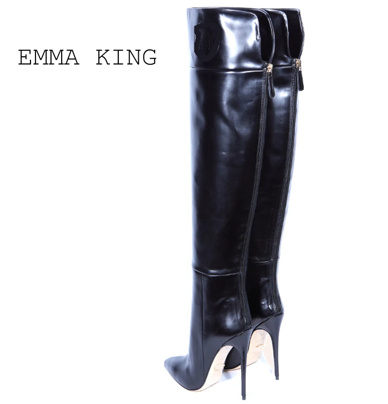 New Women Over The Knee Boots Leather Pointed High Heel Zipper Thigh High Boots Fashion2019 Winter Shoes Woman Sexy Ladies Shoes