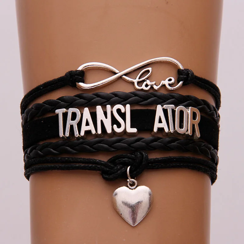 (10 шт./лот) Бесконечность любовь переводчик Подвеска для браслета в форме сердца