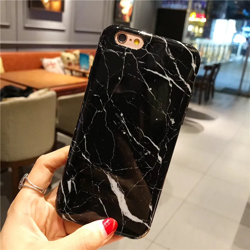 Для iPhone 7 7Plus Чехлы под мрамор+ Защитная пленка для экрана из закаленного стекла, керамическая TPU крышка гладкая для iPhone 6 6splus 8 8plus чехол