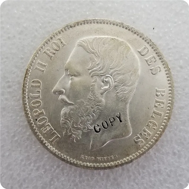 1866 Бельгия 5 франков монета км #24 копия памятные монеты монет медаль