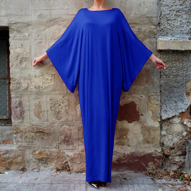 Ilstile 2018 Boho женское 4/3 летучая мышь рукав Макси полная длина длинное платье вырез