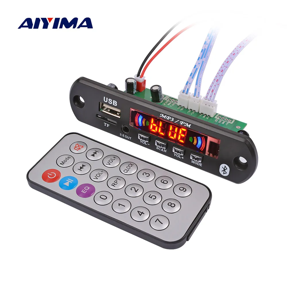 AIYIMA 12 в Bluetooth MP3 декодер плата WMA WAV FLAC APE декодирование 2x3 Вт усилитель цветной