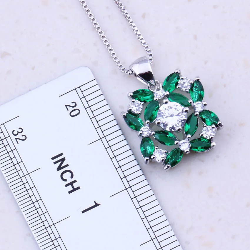Женский комплект ювелирных украшений Delicate Green Created Emerald AAA CZ 925 пробы модные
