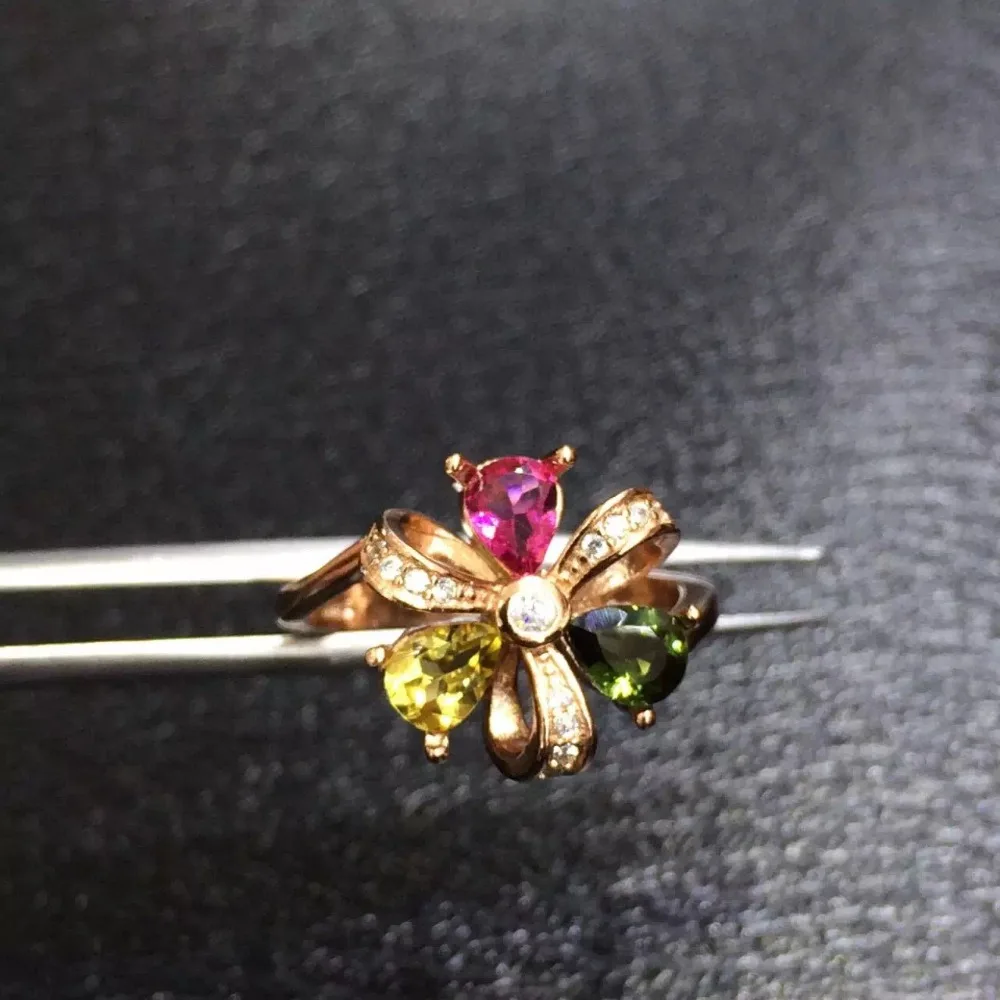 

KJJEAXCMY fine jewelry 925 Silver encrusted with natural tourmaline ring.