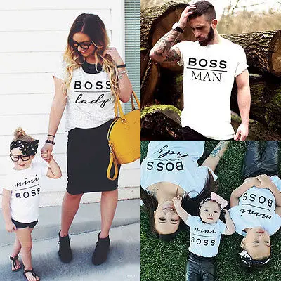 2018 комплект для новорожденных и маленьких девочек Семейный с принтом Босс