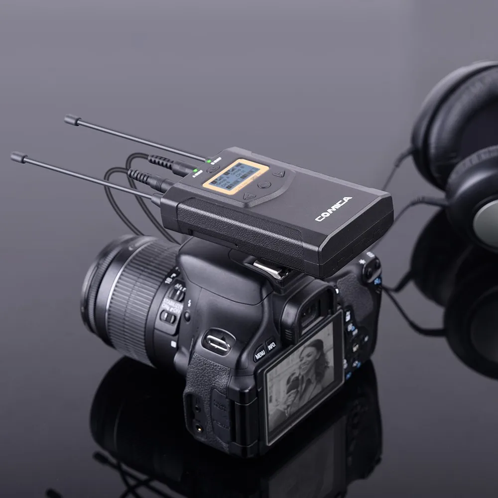 Профессиональный беспроводной микрофон COMICA петличный с двойным передатчиком и