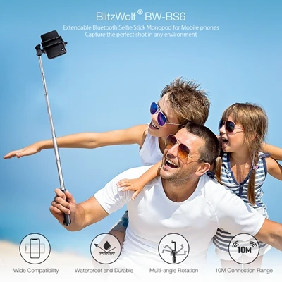 BlitzWolf Беспроводная bluetooth селфи палка штатив мини выдвижной монопод универсальный для iPhone для samsung для Iphone для Canon