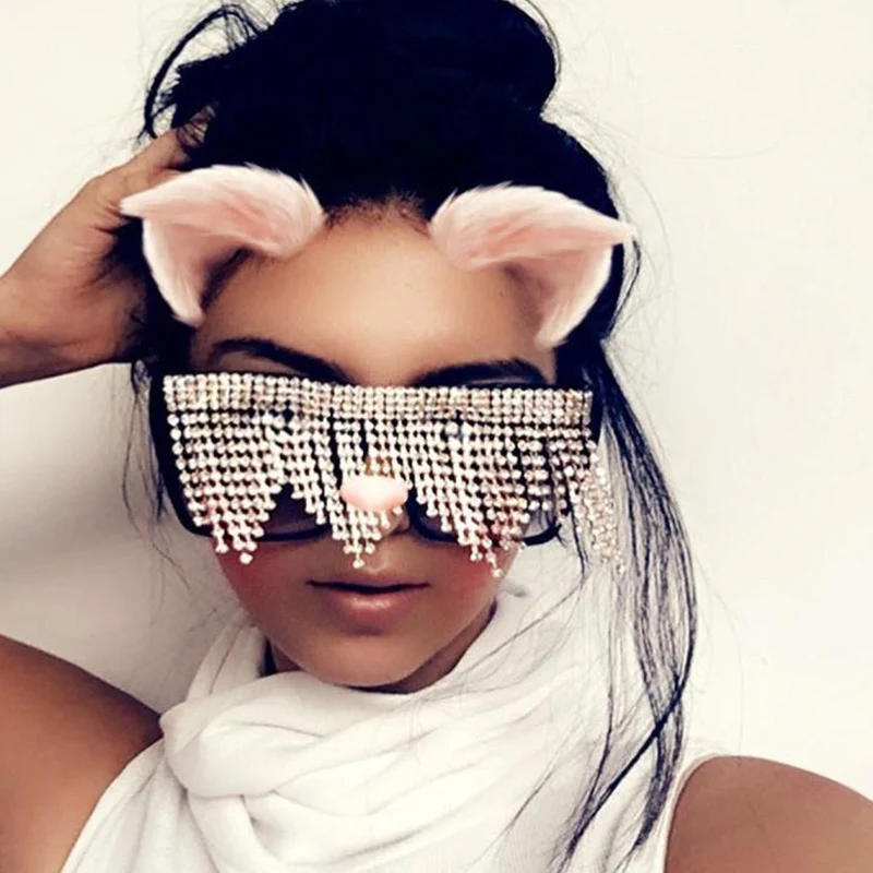 StoneFans Charm Statement Tassel Summer Beach Accessories For Women Rhinestone Jewelry Crystal Oversized Large Clips Glasses | Украшения и