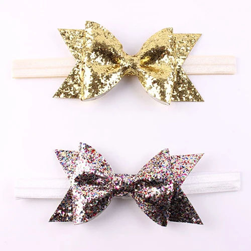 Одежда для новорожденных девочек милая повязка на голову с бантом Блестящими