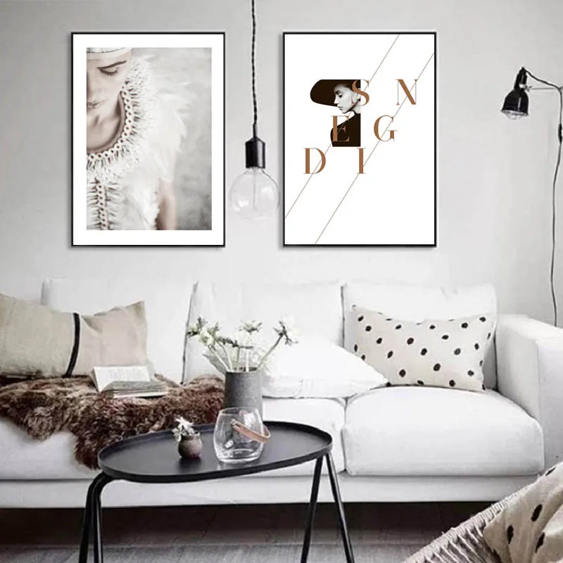 Nordic Feather Wall Art Canvas Painting Beauty Posters And Prints Cuadros Decoracion Pictures For Living Room Frameless | Дом и сад