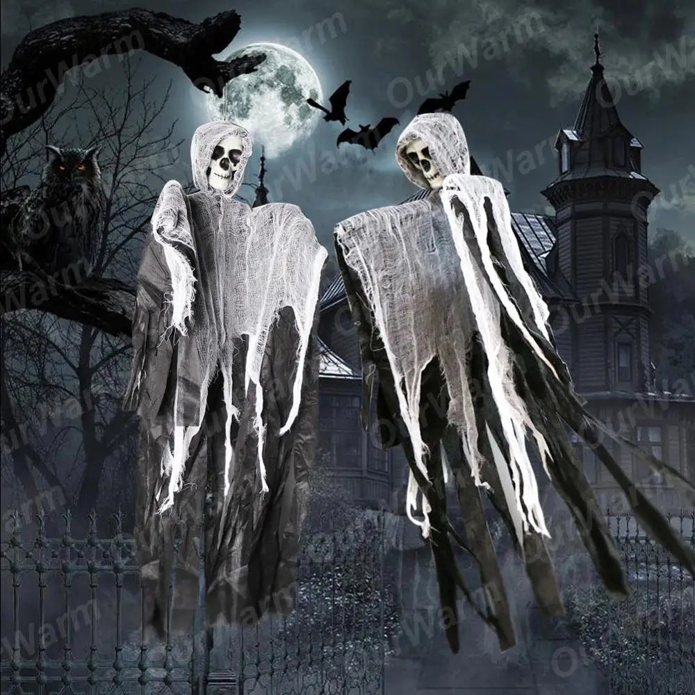 

OurWarm 100*60cm Halloween Hanging Ghost DIY Decorations Creepy Haunted House Props Skull Devil Horror Halloween Decorations