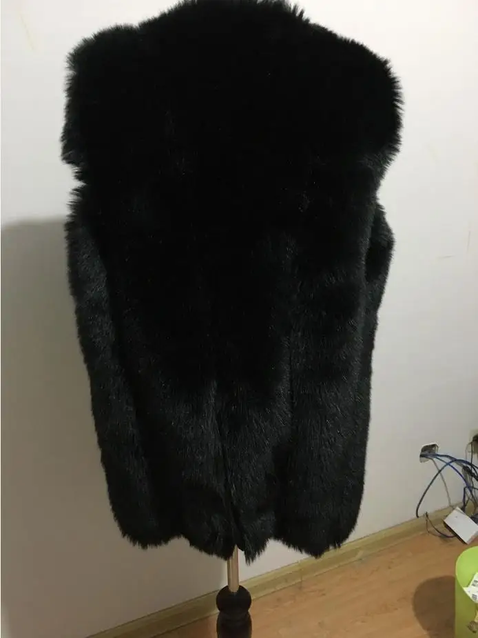 S-3XL размера плюс, теплая шуба из искусственного лисьего меха, женская зимняя Модная брендовая шовная шуба без рукавов, Толстая Шуба, меховой жилет, верхняя одежда wq683