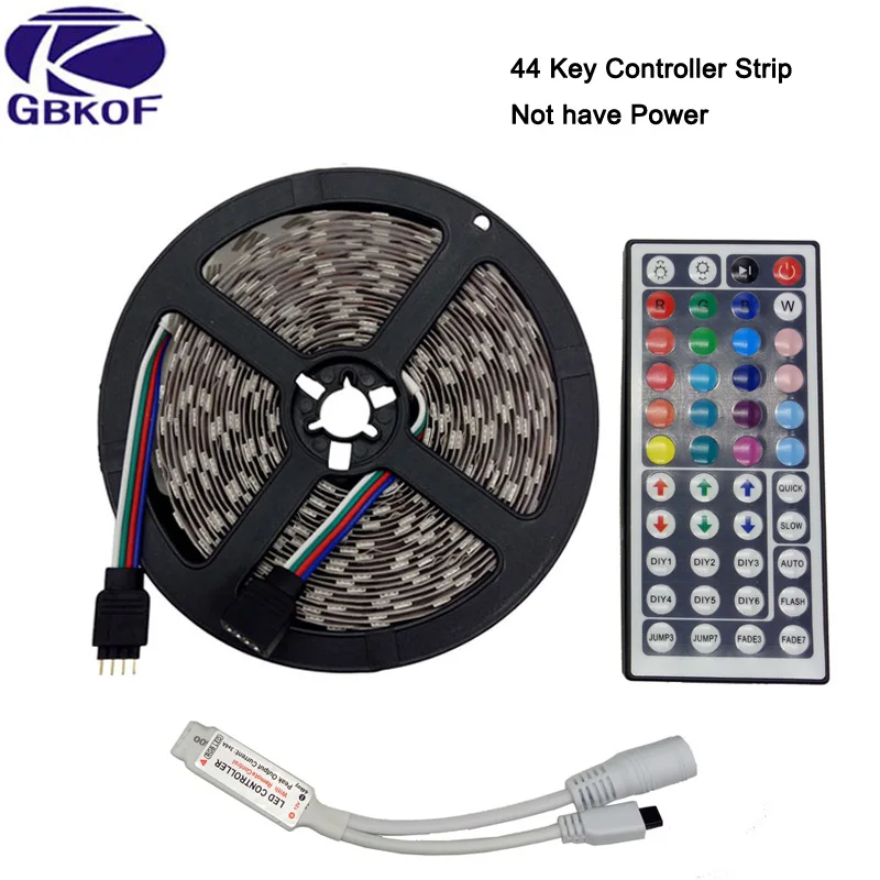 Музыка Светодиодные ленты 5 м SMD5050 Водонепроницаемый 60 Светодиодный s/M RGB полосы Светодиодные ленты светильник+ музыкальная резонаторная Сенсор ИК-контроллер/24 клавиши/44-клавишный пульт лента