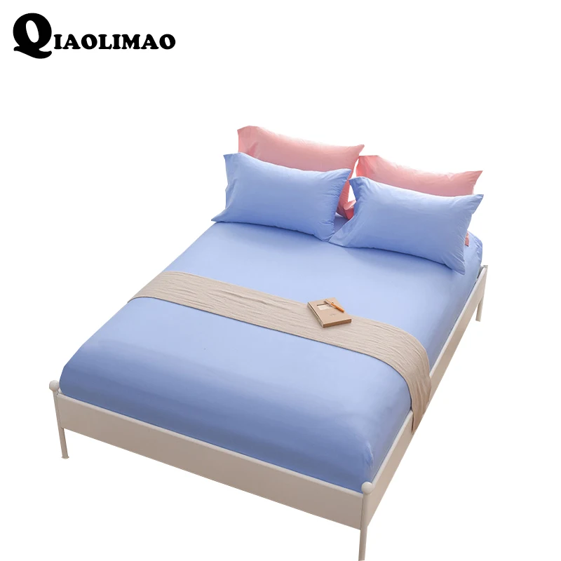 

New 100% Cotton Bed Sheet Solid Color Fitted Sheet With Rubber Band Satin Sheets on An Elastic Band Hot Sale Bed Linen 140X200CM