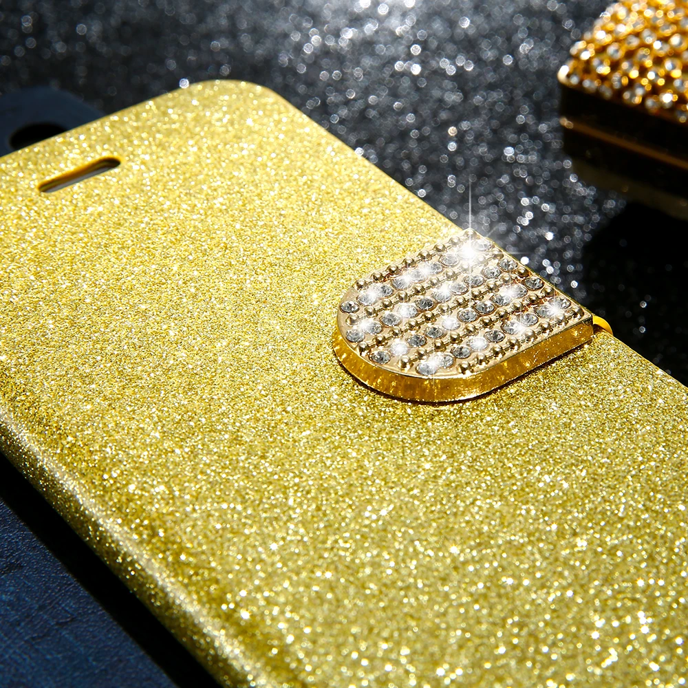 Floveme Кожаные чехлы для iPhone 6 6S 7 8 Plus 10 X Back Cover Glitter Diamond Wallet Phone Case 5 5S SE Стенд Shell чехол