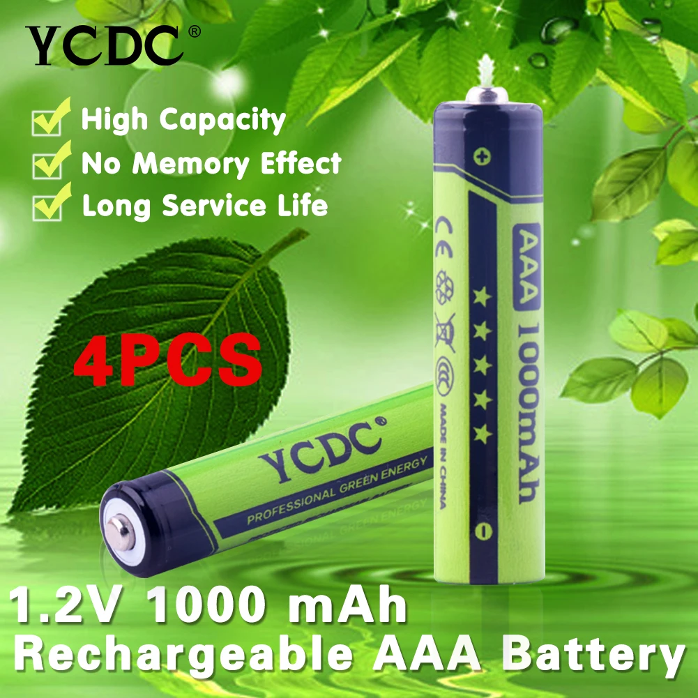 С бесплатной батарейной коробкой 4 шт 1,2 V AA AAA 1000 1350 2000 3000mAH батареи ni-mh аккумуляторная батарея для фонарика