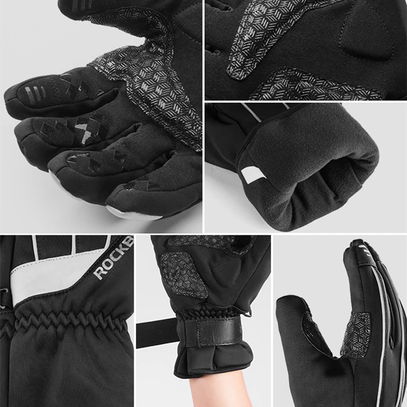 Велосипедные перчатки ROCKBROS водонепроницаемые Нескользящие теплые флисовые