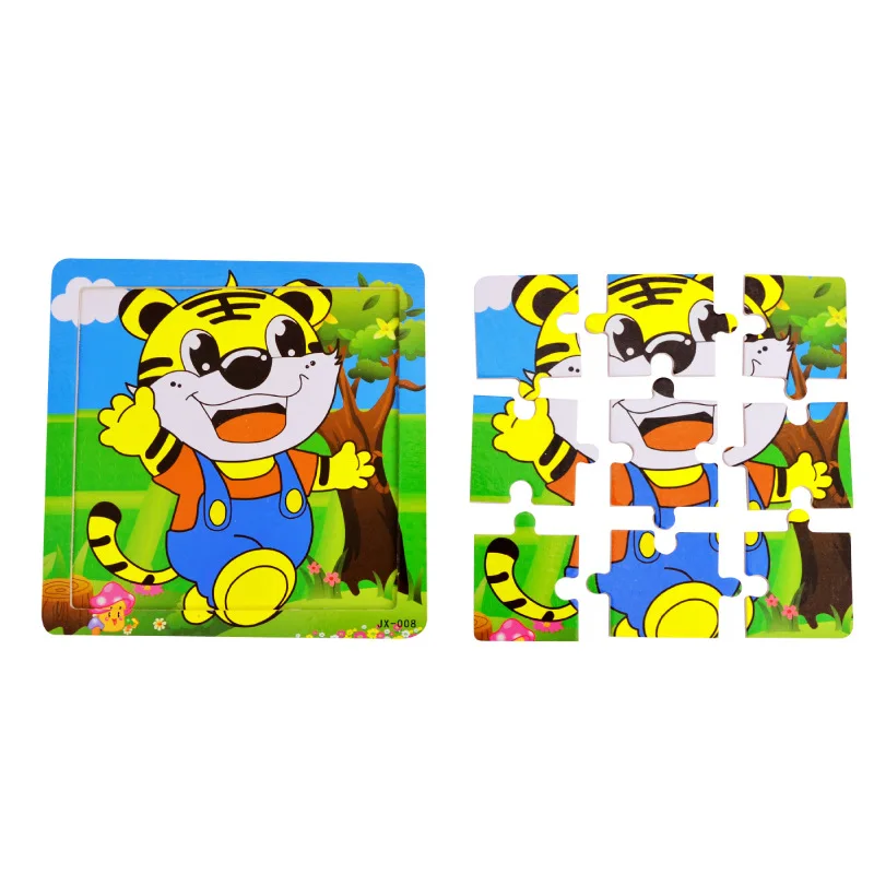 9 ломтиков Пазлы милые Мультяшные животные стереоскопические деревянные