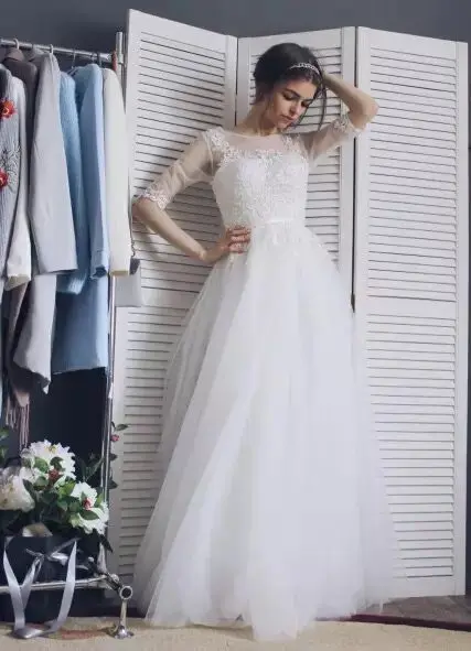 White Vestido de festa, длинное вечернее платье трапециевидной формы с коротким рукавом, вечерние платья для невесты, сексуальные платья для выпускного вечера, цвета красного вина, синего, много цветов EN06M - Цвет: White