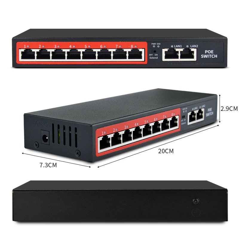 Ethernet коммутатор IEEE802.3 at/af 8 + 2 порта 120 Вт каналов|Коробки передач и кабели| |
