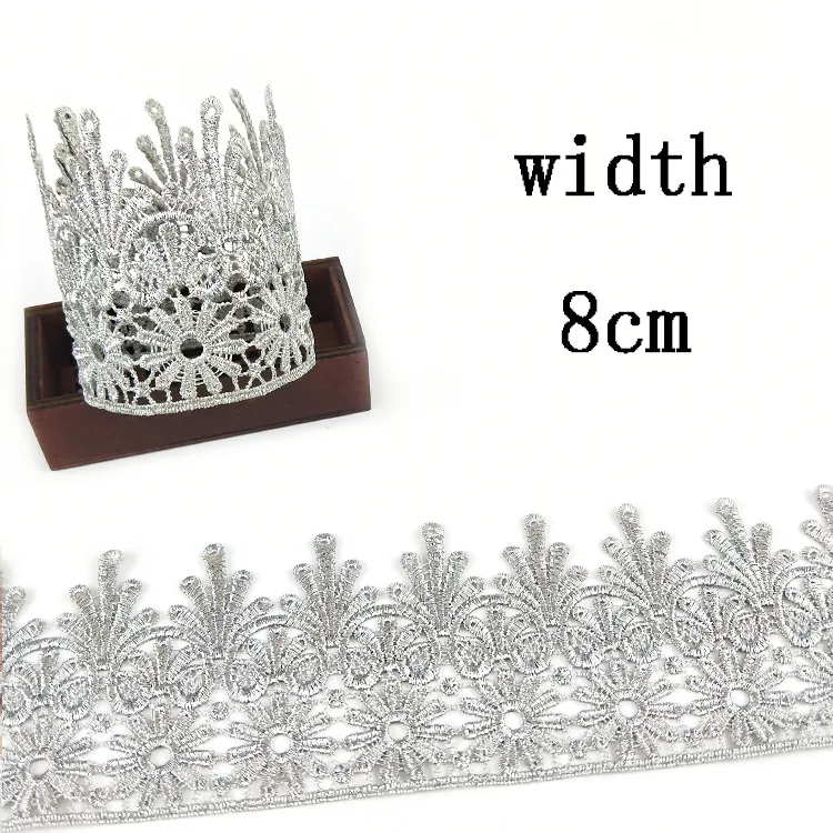 JB69 silver Модный золотой серебряный кружевной отделкой Водорастворимая Вышивка корона цветок кружевная отделка ткань исламский платок аксессуары для волос JB - Цвет: JB69 silver