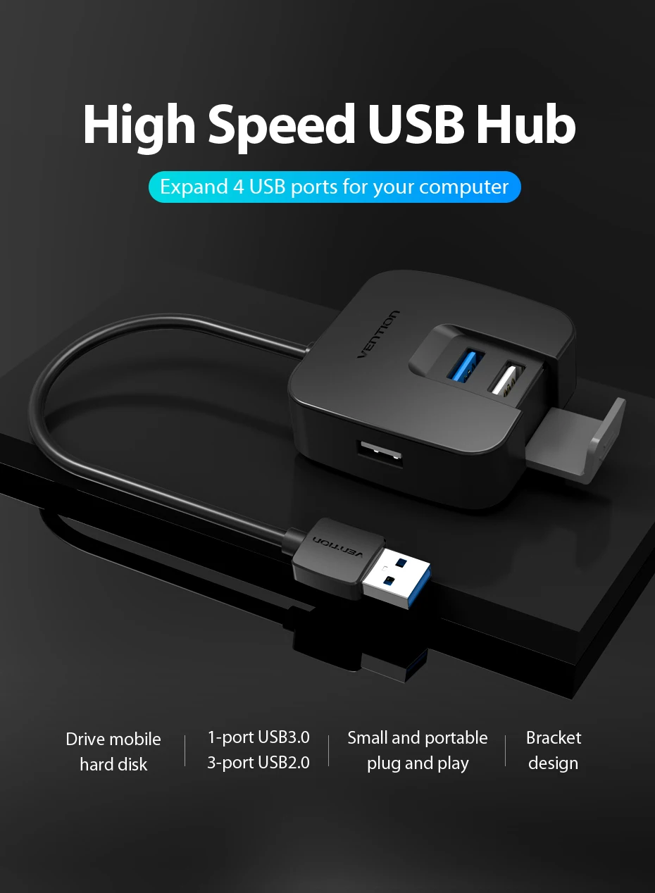 Vention высокоскоростной 4 порта USB 2,0 концентратор USB порт USB 3,0 концентратор портативный OTG концентратор USB разветвитель для Apple Macbook Air ноутбук ПК планшет