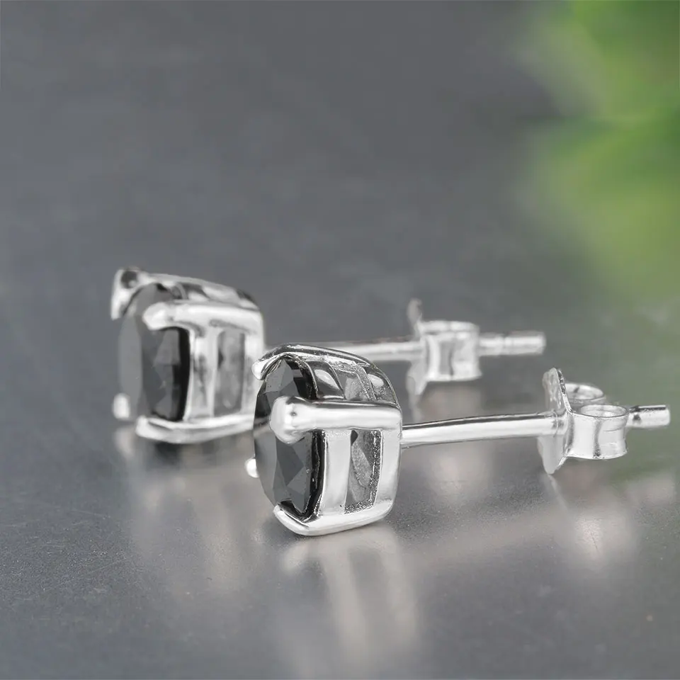 Kuololit Black Spine Solid 925 Sterling Silver Stud Earrings For Women Star Christmas Jewelry Wedding Fashion Party Gift | Украшения и
