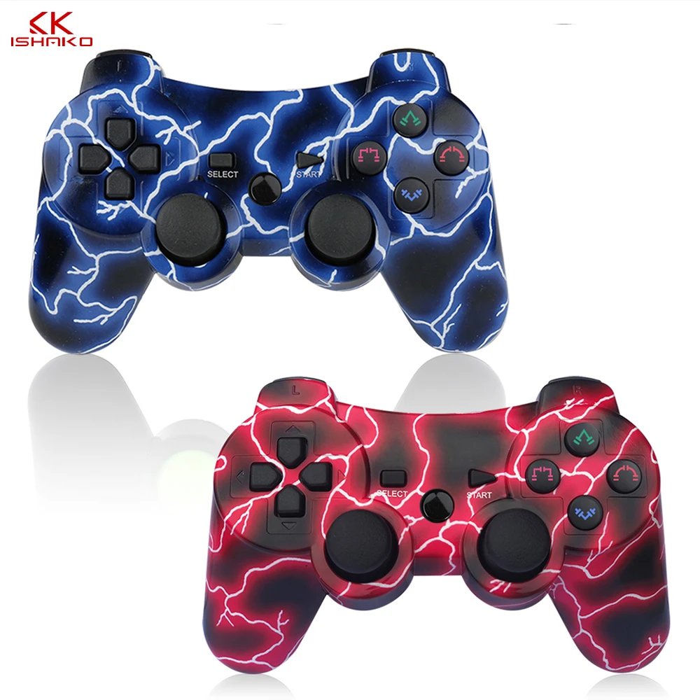 

Best Selling 2 Pack Wireless 6-axis Double Shock Gaming Controller for Sony Playstation 3Charging Cord Blue and Red color 2 pack
