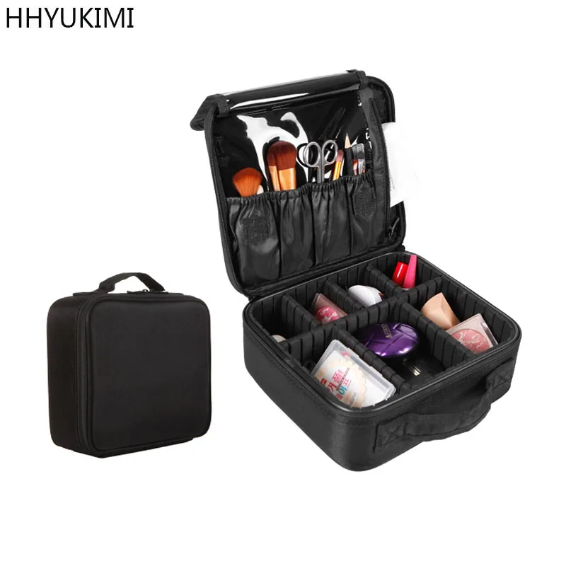 

HHYUKIMI Brand Upgrade Adjustable Women Professional Makeup Bag Travel Waterproof Cosmetic Case Tattoo Nail Art Tool Organizer