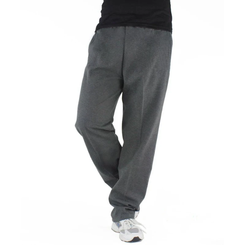 Dark Grey straight Мужские брюки размера плюс 7XL, одноцветные Мешковатые Свободные эластичные брюки, тренировочные брюки-карандаши, повседневные брюки, мужские брюки, джоггеры, большие, 5XL, 6XL - Цвет: Dark Grey straight