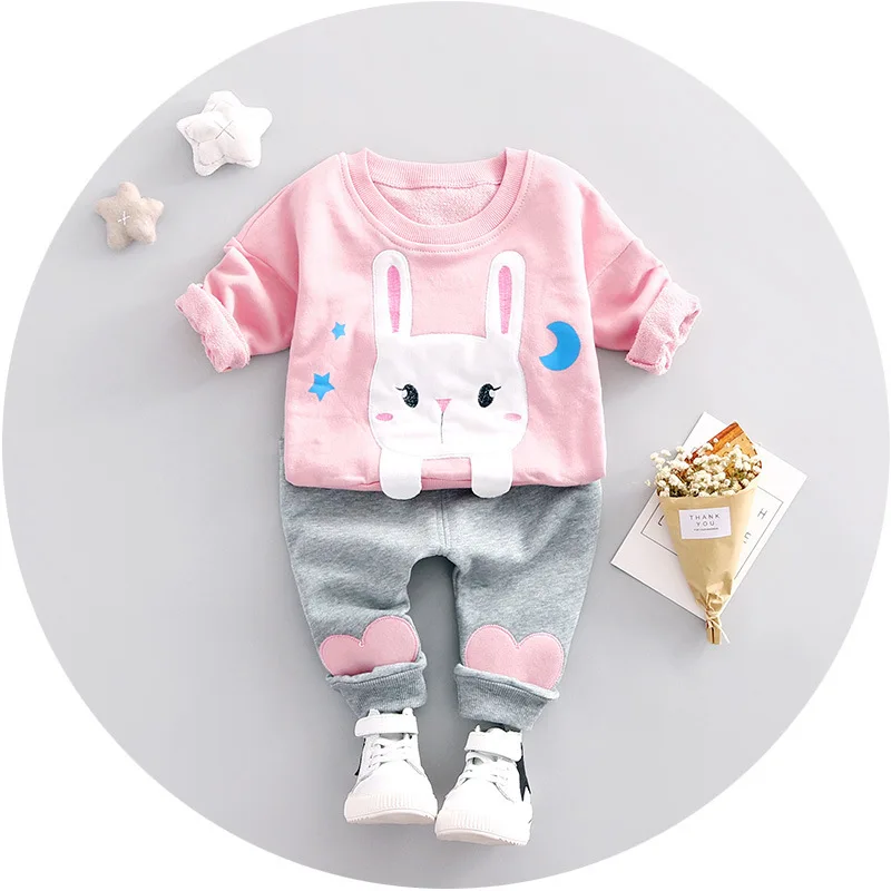 Одежда для маленьких девочек 2017 фирменный комплект детской одежды футболка и