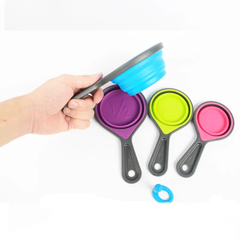 4Pcs/set Folding Food grade Measuring Cup Colorful Collapsible Spoon For Baking DIY Kitchen Tools | Дом и сад