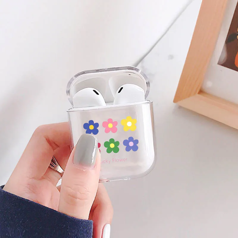Прозрачный цветочный роскошный мягкий чехол для наушников Airpods 1/2 милый
