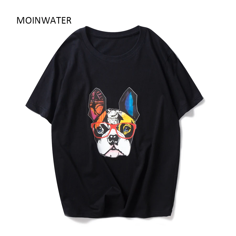 MOINWATER женские футболки с рисунком собаки модные летние хлопковые топы коротким