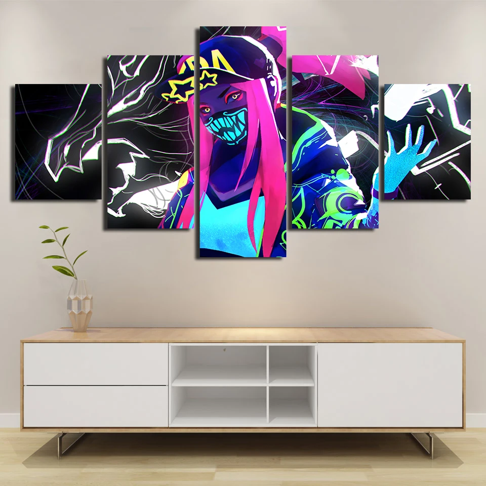 Модульные картины на холсте 5 шт. Akali K/DA League of Legends | Дом и сад