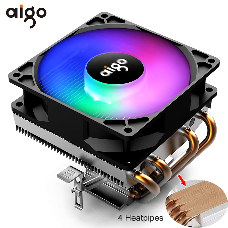 Кулер ЦП Aigo с RGB подсветкой кулер 4 тепловыми трубками для вентилятор 90 мм