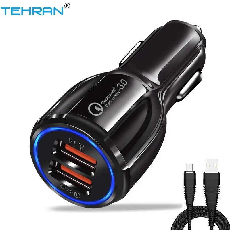 Автомобильное зарядное устройство Dual USB Quick Charge 3 0 2 для iPhone X 8 QC Samsung Galaxy S9 Huawei Phone