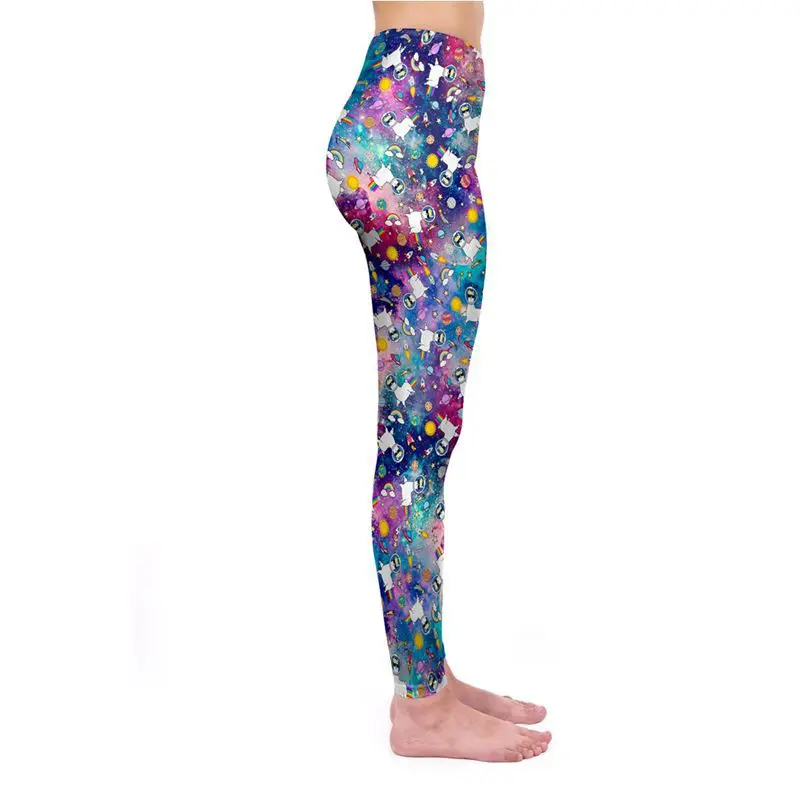 Женские леггинсы для фитнеса спортивная одежда с мультипликационным принтом