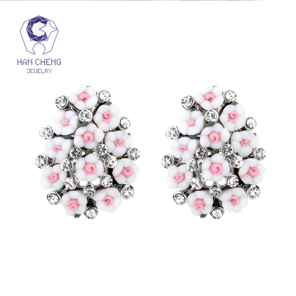 HanCheng новые модные роскошные серьги-гвоздики из смолы с драгоценным камнем Стразы