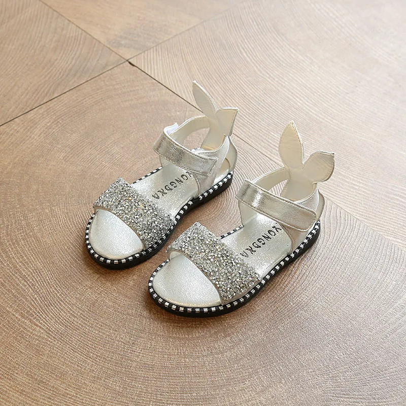 Children's Spring And Summer Girls Sequins Inlaid Rabbit Ears Princess Shoes Baby's Soft-soled Sandals Eur 21 - 36 #2 | Детская